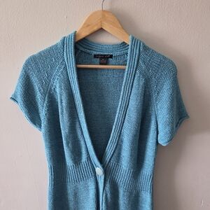 August Silk Blue Cardigan Sweater V-Neck